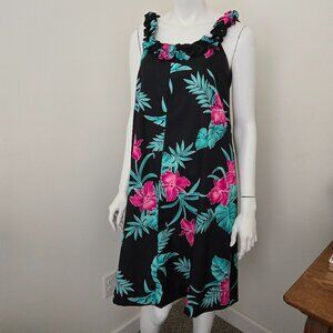 Muumuu Hibiscus Cattleya Orchid Hukilau Fashions Aloha Friday Women's 12 Ruffles